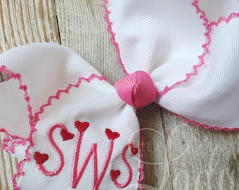 Monogrammed Hair bow - Valentine's bow - Heart hair bows - Custom bows for babies - special occasion bows for girls - personalized hair bows
