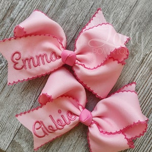 Monogrammed Hair bow- Monogrammed bow-Hair bow with name- Baby bow-Embroidered hair bow- Custom hair bow- bow with name- baby headband bow--