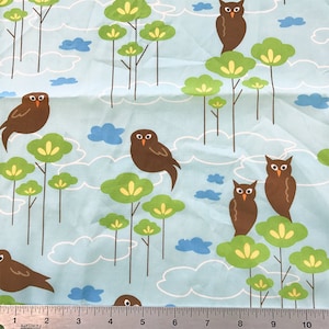 Hot Couturier Owls Sky Blue, Robert Kaufman, 100% Cotton Quilting Fabric Apparel, Fabric by the Yard