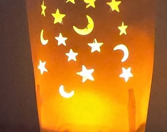 Moon & Stars Electric Luminary Replacement Sleeves By Rc - Outdoor Luminaria - WEDDING, ENGAGEMENT, all occasion