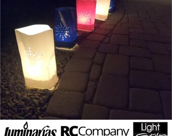 PATRIOTIC - JULY 4TH Luminary - Solid, Starburst, Moon stars Electric Luminary Replacement Sleeves only  Rc Lightstyle - Outdoor Luminaria