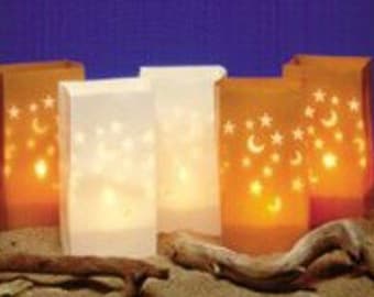 WEDDING - Engagement - Electric Luminary SETS - moon & stars -  By Rc Lightstyle - Outdoor Luminaria - bridal shower