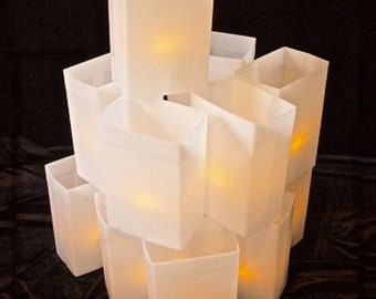 FLIC - electric luminary - hard shell: Set of 12 White Luminaries, Light String, Bulbs & Stakes - free ship