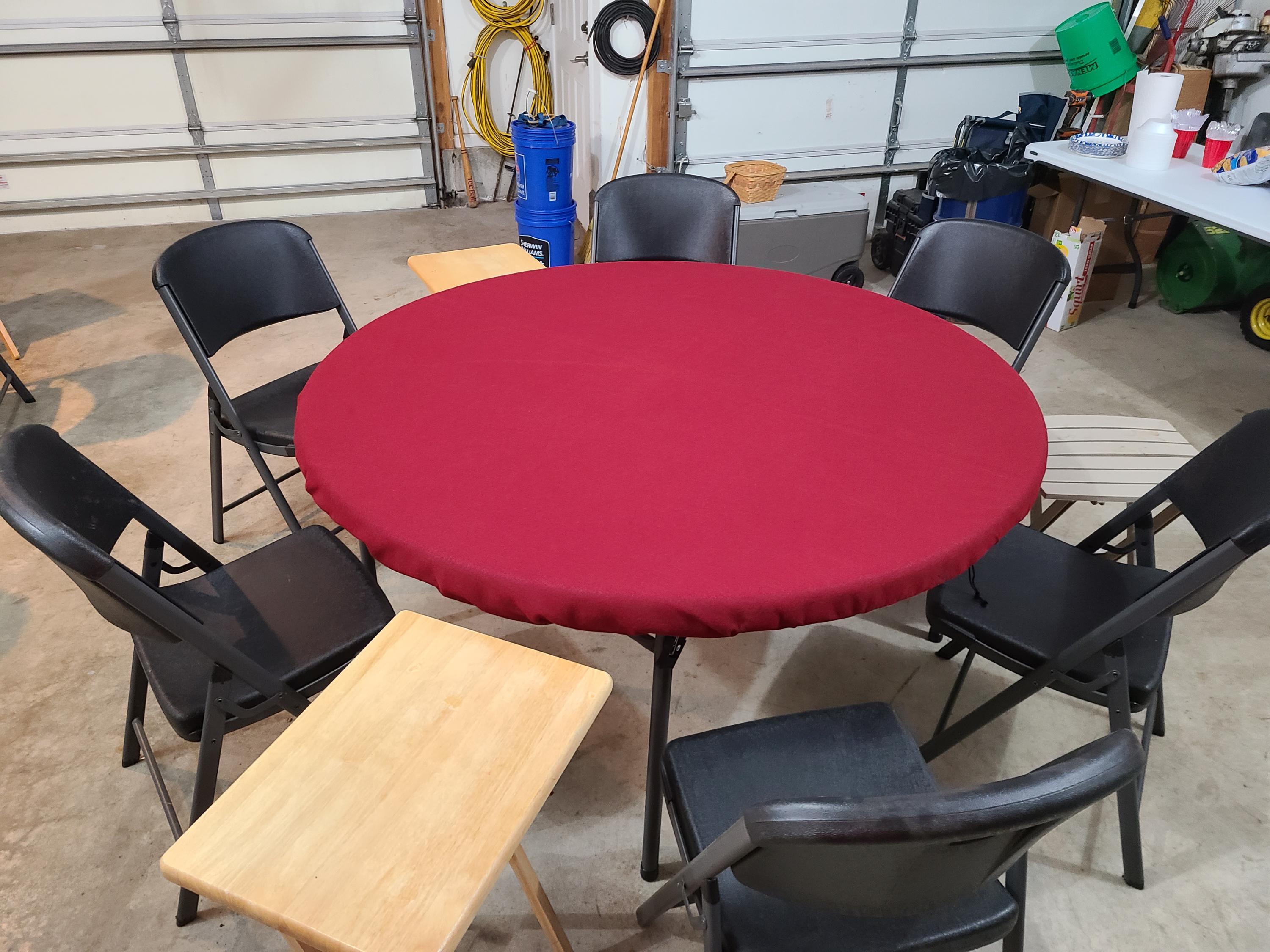 Housse de table de poker en feutre – Nappe de terrasse ronde avec bande élastique pour tables de 91,4 cm, 122,4 cm (vert, 121,92 cm