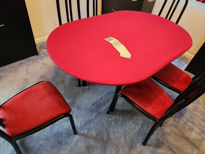 Felt Table Cover — USA-Custom Made Game Table Cloth for Round, Square & Rectangle Tables. Perfect for Poker, Bridge, Mahjong, Tile Games. Cherry Red