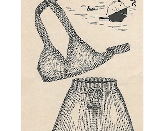 PDF - Traje de baño bikini de dos piezas de punto de la década de 1940 - DESCARGA INSTANTE