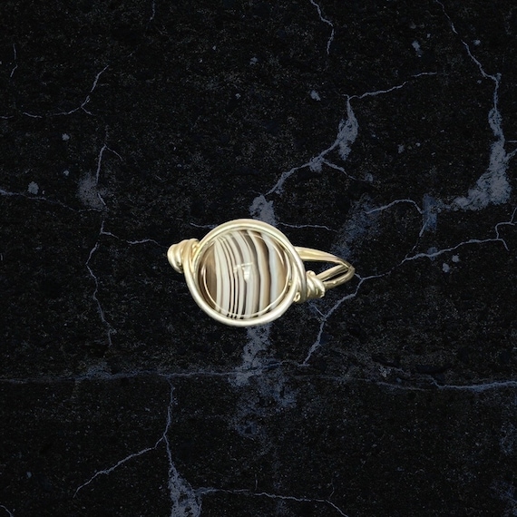 Size 6 Botswana Agate Copper Ring