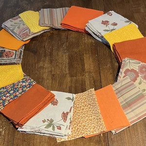 390 Pieces of Orange Cotton Fabric Squares