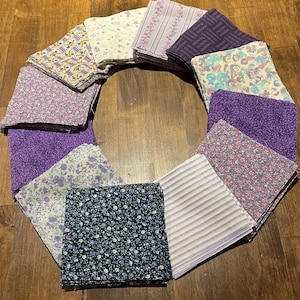 255 Pieces of Purple Cotton Fabric Squares