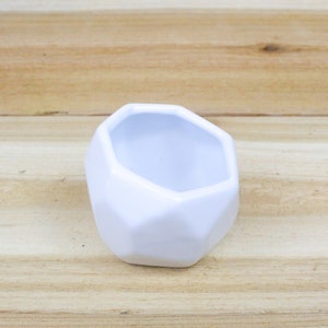12 Pack of White Geometric Ceramic Containers - FAST FREE SHIPPING - Wholesale Tillandsia Air Plant Holder - Display - Succulent Container