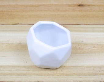 White Geometric Ceramic Container - For Tillandsia Air Plants - FAST SHIPPING