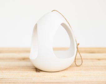 Large White Ceramic Hanging Pod - Tillandsia Air Plant Container - FAST SHIPPING