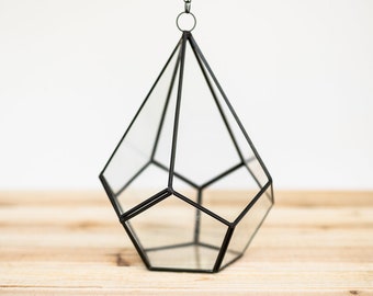 Glass Diamond Terrarium - Tillandsia Hanging Air Plant Container - FAST SHIPPING - Air Plant Display - Succulent Container