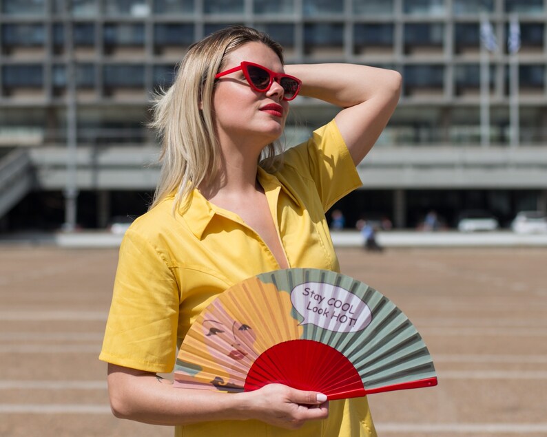 LOOK HOT Pop Art Style Hand Fan Menopause Hot Flashes Relief Etsy