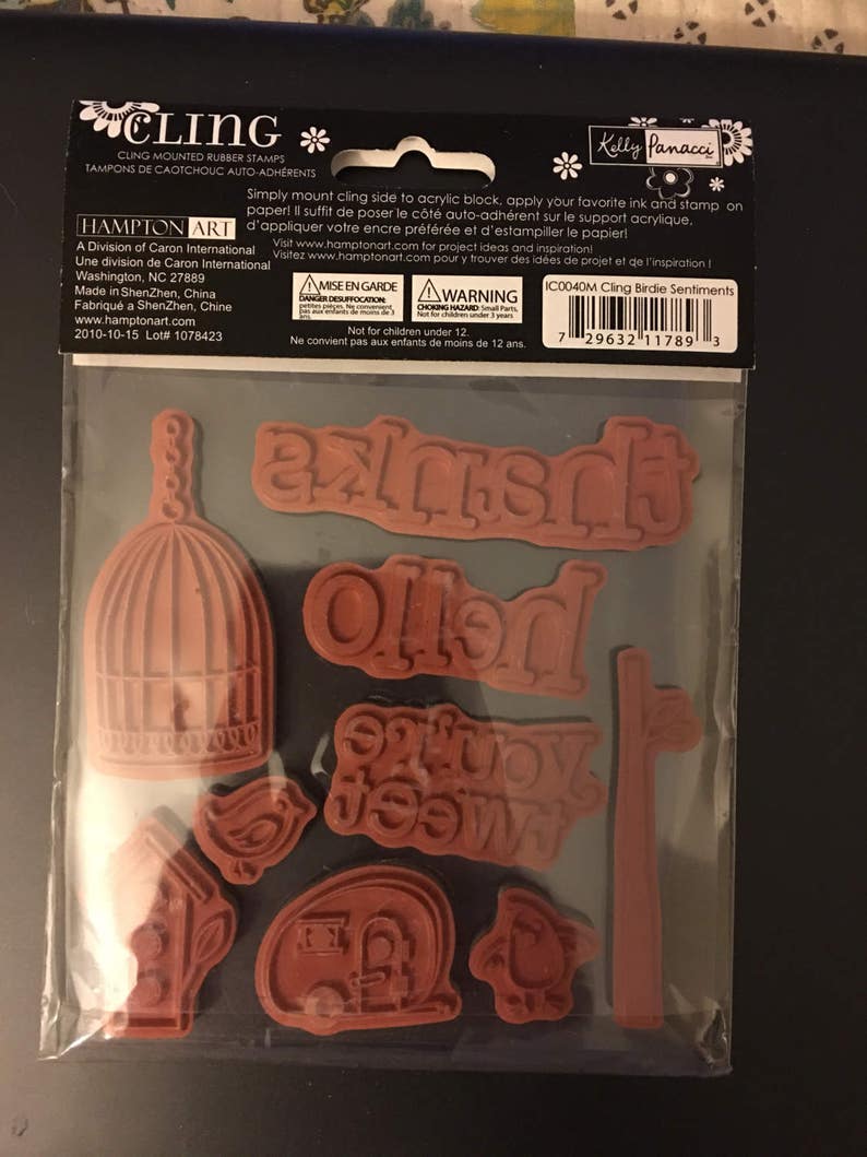Hampton Art/'s /'Cling Birdie Sentiments/' Rubber Stamp Set.