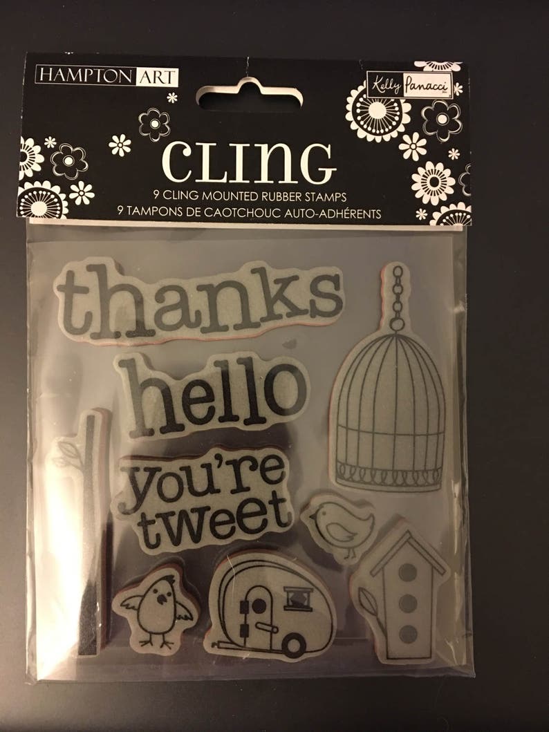 Hampton Art/'s /'Cling Birdie Sentiments/' Rubber Stamp Set.