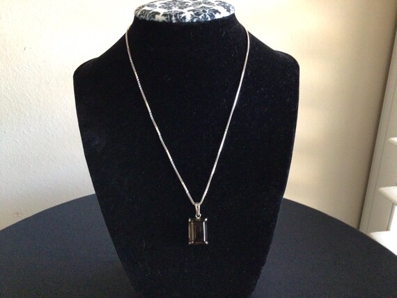 Smokey Quartz Pendant Necklace Sterling Silver Vintage View 2
