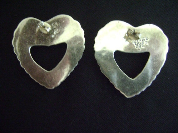 Sterling Silver Heart Set Earrings and Brooch - image 4