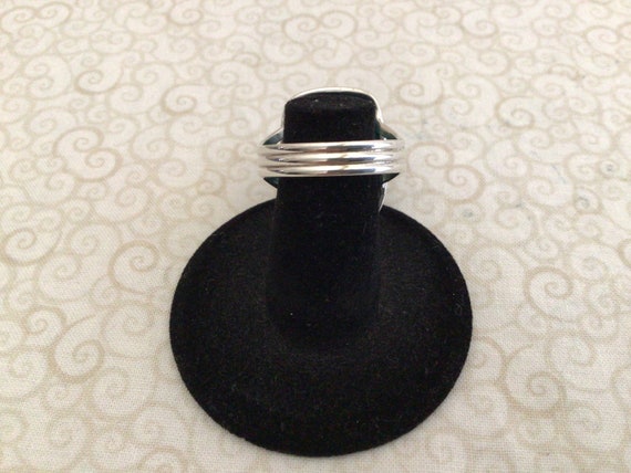 Vintage Statement Turquoise  Silver Ring Size  9 - image 3