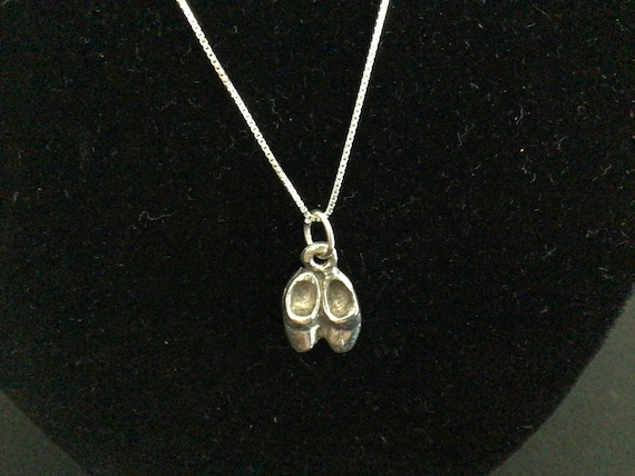 Sterling Silver Necklace with A Pair of Shoes Cha… - image 2