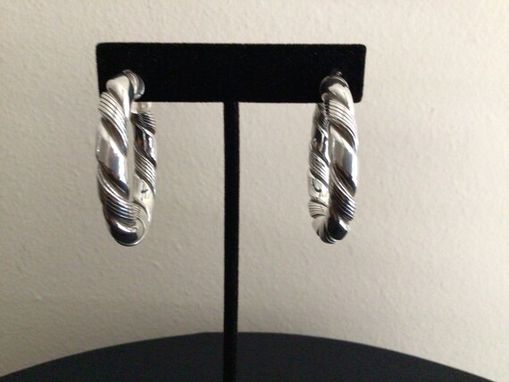 Sterling Silver Large Solid Round Dangle Pierced … - image 3