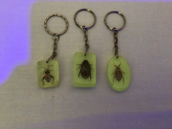 Vintage Lucite Glow Bug Keychains  3 pcs - image 6