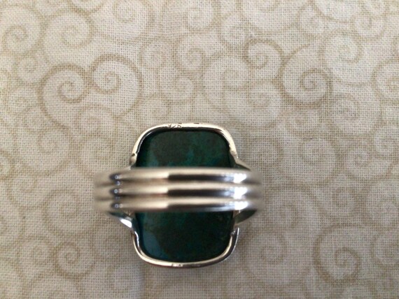 Vintage Statement Turquoise  Silver Ring Size  9 - image 7