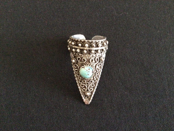 Vintage Gothic Unisex Ring Adjustable Turquoise a… - image 1