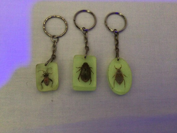Vintage Lucite Glow Bug Keychains  3 pcs - image 4