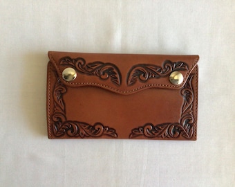 Brighton Tooled Leather Checkbook Wallet Vintage