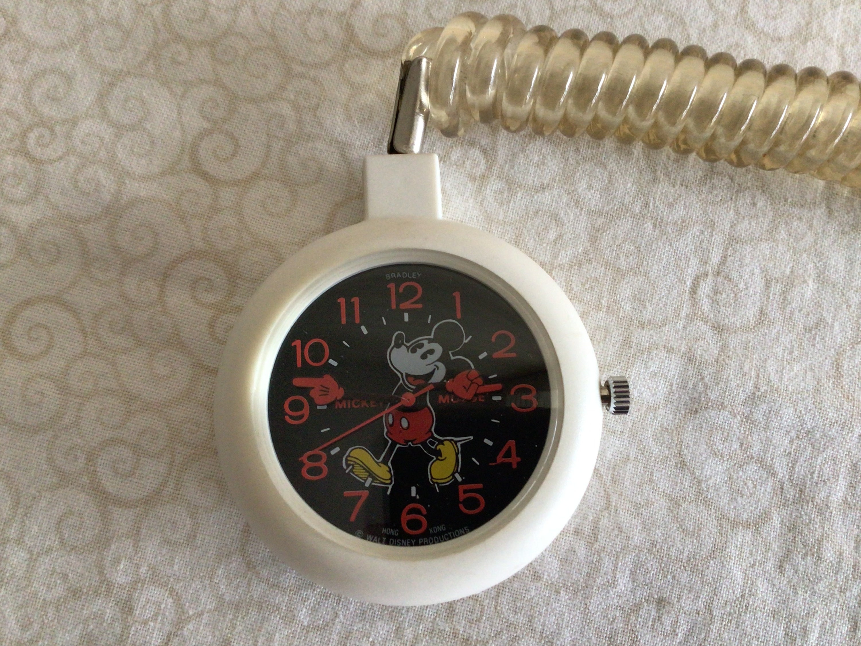 Vintage Disney Bradley Mickey Mouse Pocket Watch Wind-up