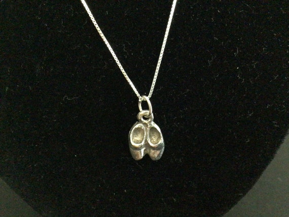 Sterling Silver Necklace with A Pair of Shoes Cha… - image 1