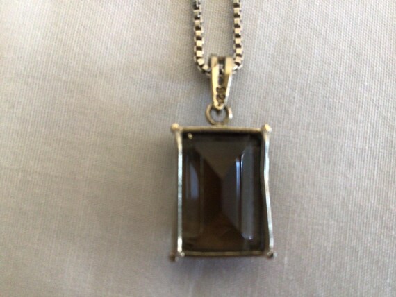 Smokey Quartz Pendant Necklace Sterling Silver Vintage View 5