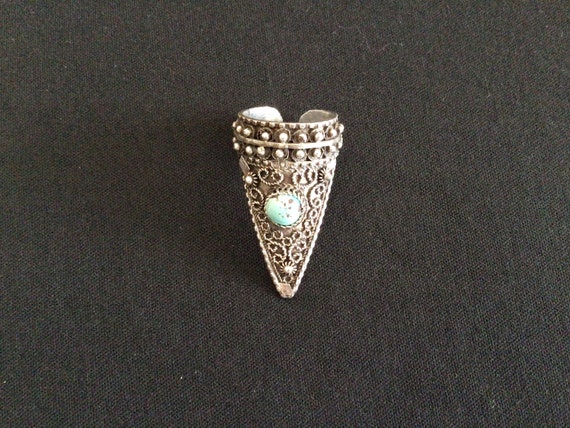Vintage Gothic Unisex Ring Adjustable Turquoise a… - image 3