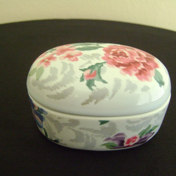 Vintage Victorian Rose Trinket Box Japan