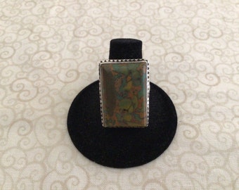 Sterling Silver  Statement Ring Jasper Gemstone Vintage