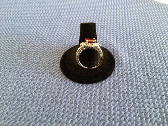 Silver Red Garnet Gemstone Ring Signed - image 6