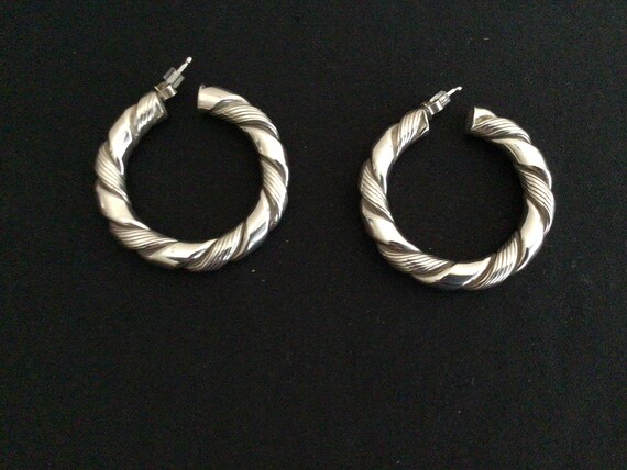 Sterling Silver Large Solid Round Dangle Pierced … - image 2