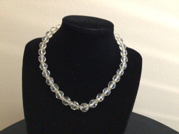 Art Deco Clear Glass Beaded Choker Necklace - image 3