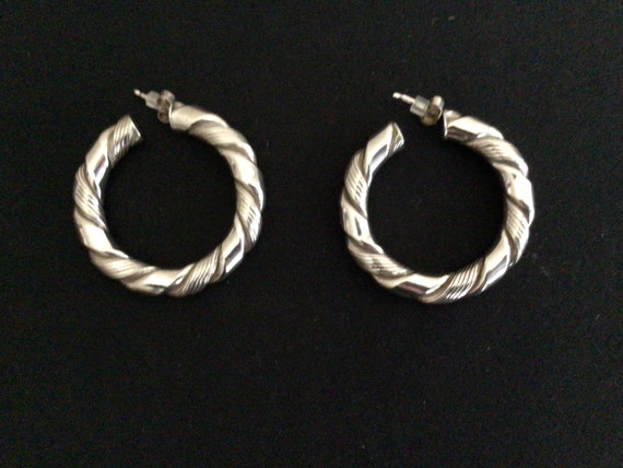 Sterling Silver Large Solid Round Dangle Pierced … - image 1