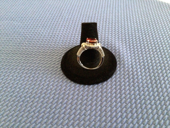Silver Red Garnet Gemstone Ring Signed - image 5