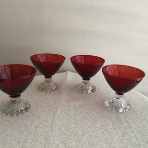 Vintage Anchor Hocking Red Boopie Bubble Sherbert Glasses