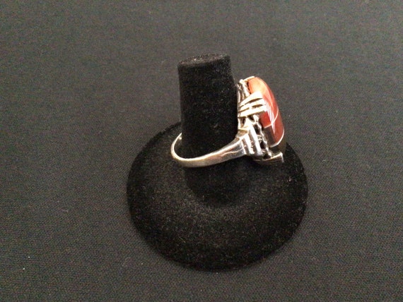 Multi Colored Silver Navajo Statement Ring Signed - image 3