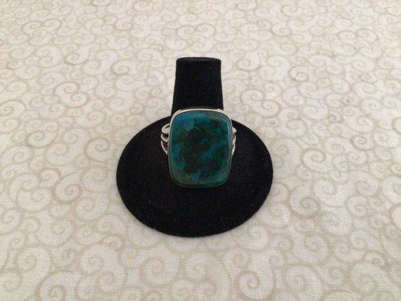 Vintage Statement Turquoise  Silver Ring Size  9 - image 4