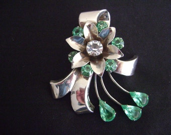 Vintage Sterling Silver Flower Brooch