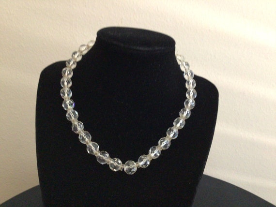 Art Deco Clear Glass Beaded Choker Necklace - image 2