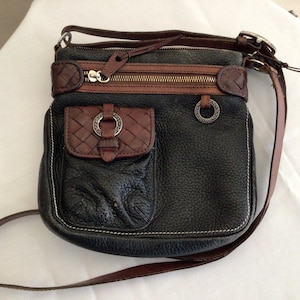 Brighton Black/Brown Leather Crossbody Purse