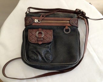 Brighton Black/Brown Leather Crossbody Purse