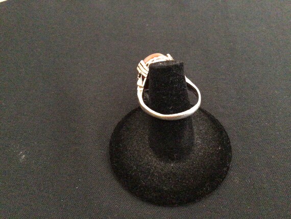 Multi Colored Silver Navajo Statement Ring Signed - image 4