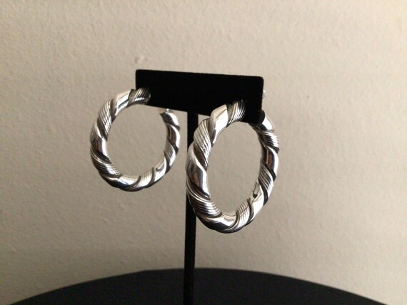 Sterling Silver Large Solid Round Dangle Pierced … - image 4